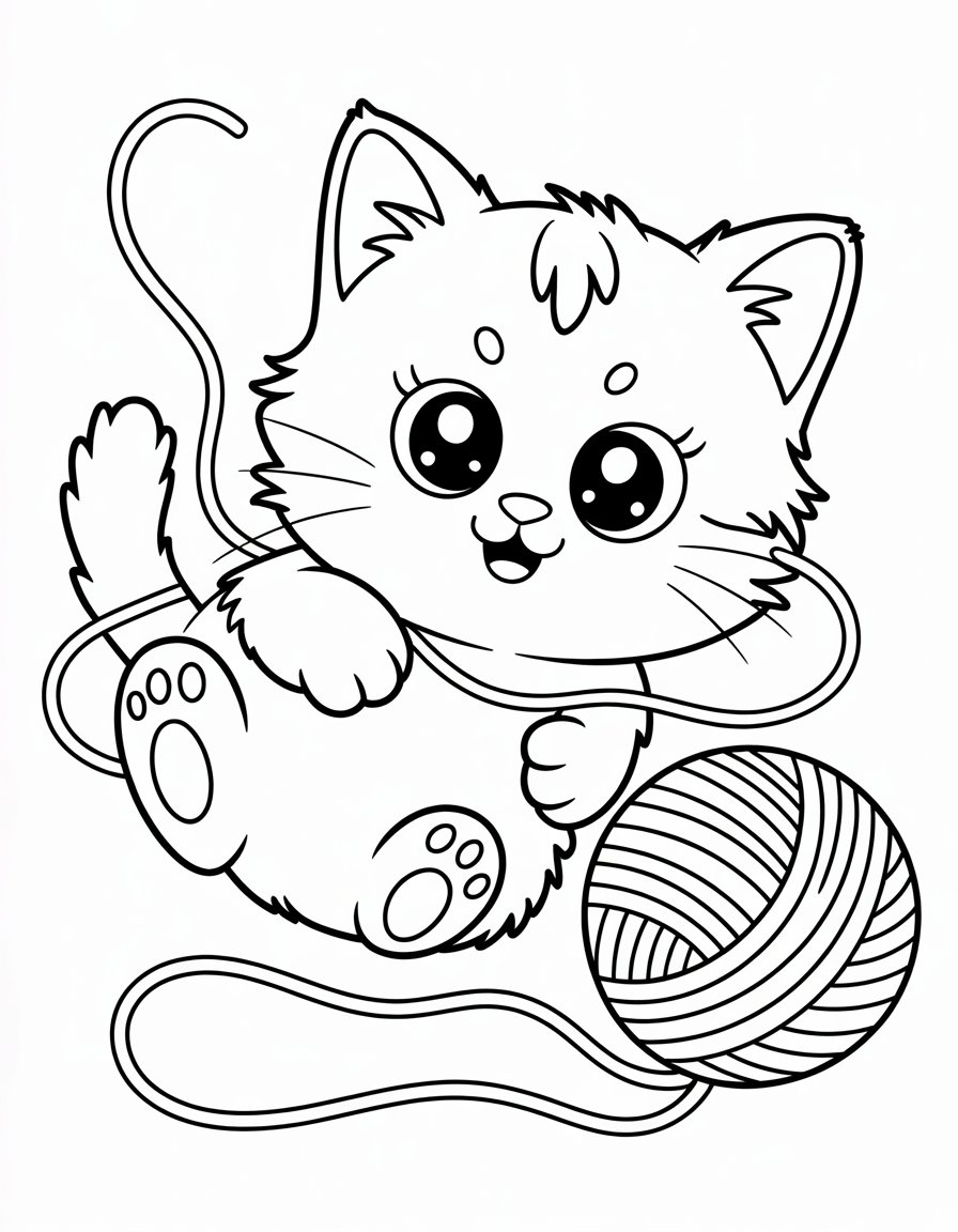 Kitty with Yarn Ball